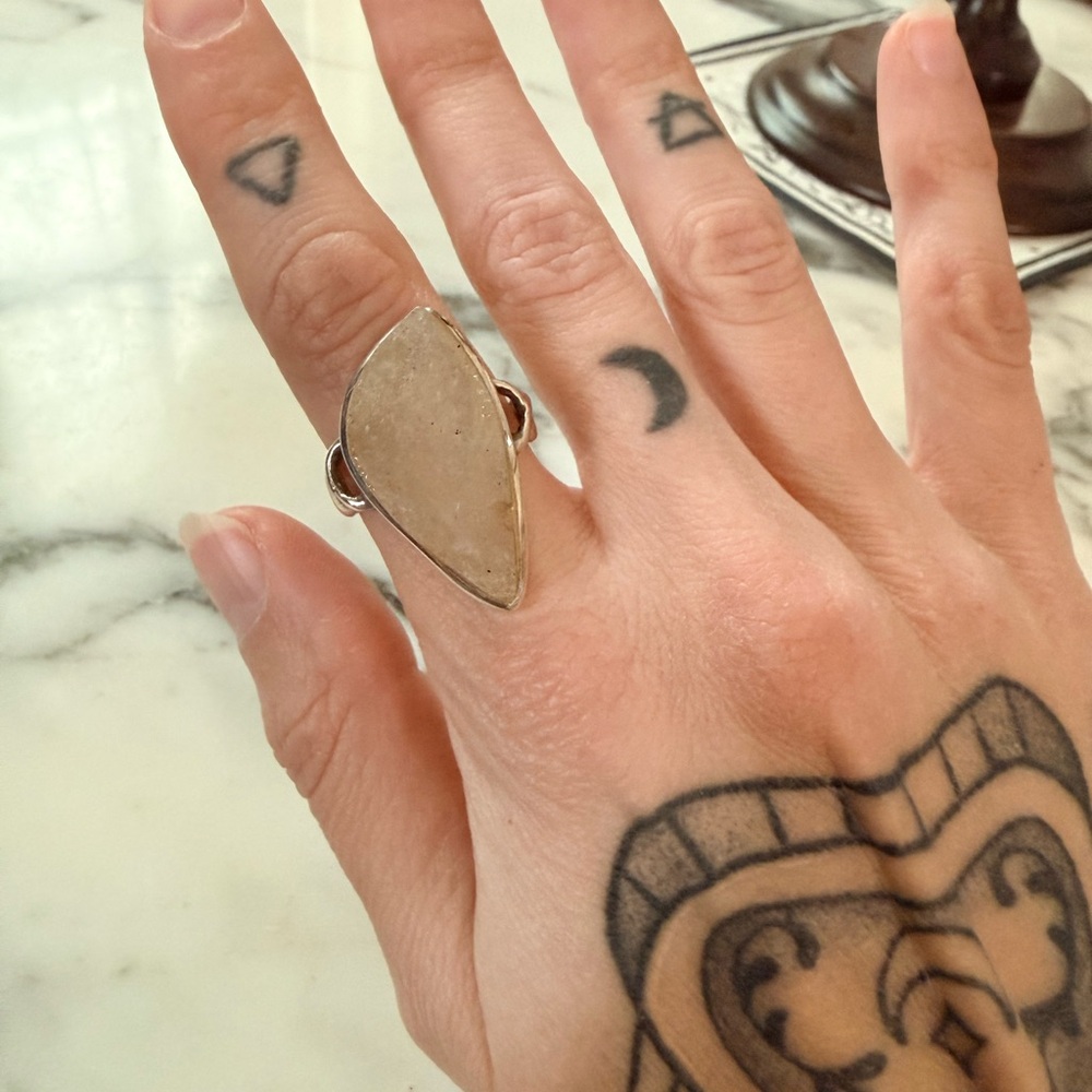 Raw Libyan Desert Glass Ring